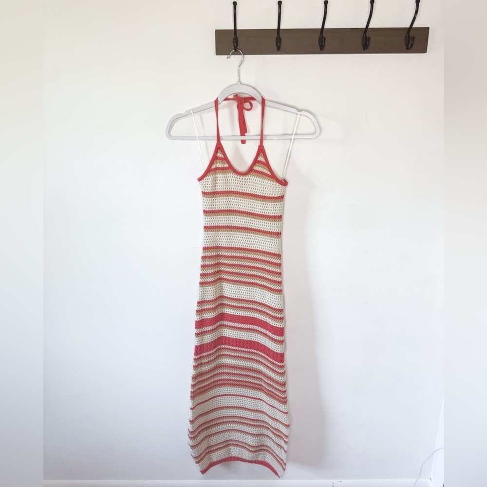 Freshman 1996 Halter Crochet Knit Midi Dress